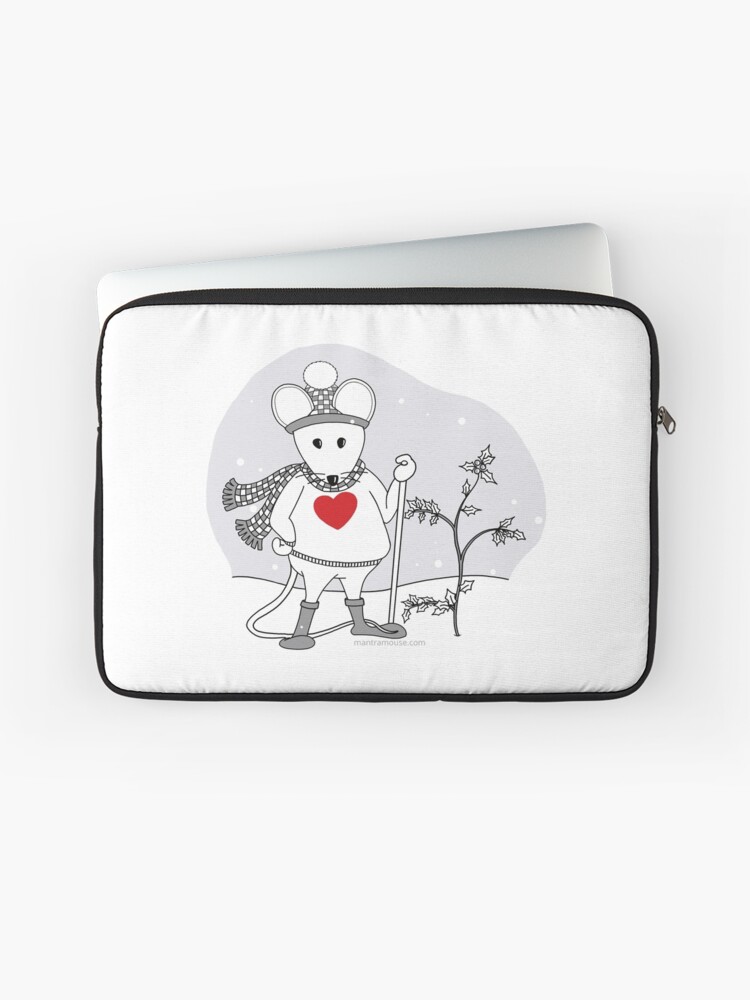 Thumbnail 1 of 2, Laptop Sleeve, MantraMouse® as SnowMouse designed and sold by donnamartini.