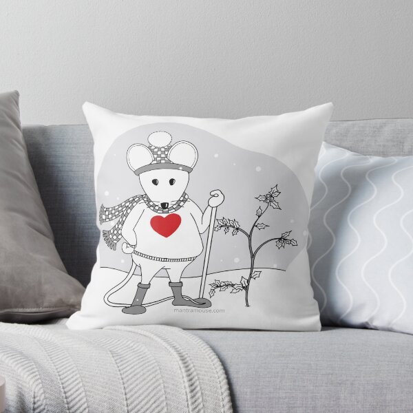 MantraMouse® as SnowMouse Throw Pillow