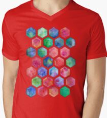 Hand Painted Watercolor Honeycomb Pattern Men's V-Neck T-Shirt