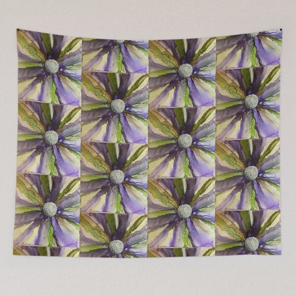 Item preview, Indigo flower with gold highlights.  designed and sold by Gill Barrett Art.