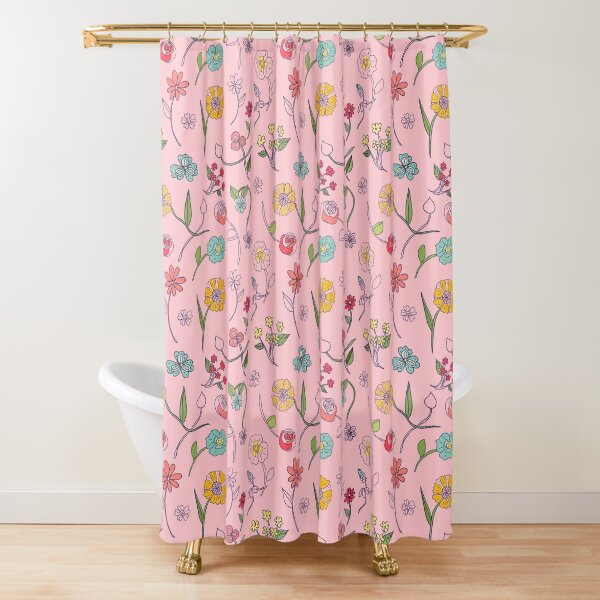 Botanical sketch pink Shower Curtain