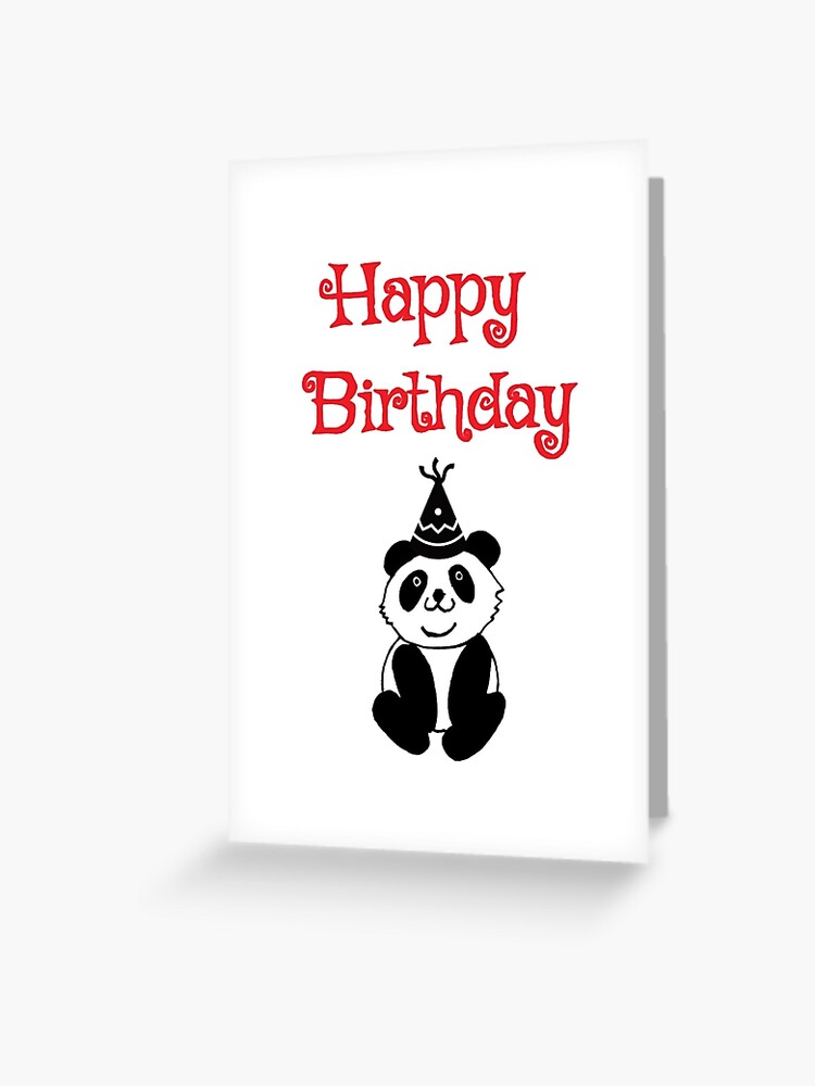 Carte De Vœux Panda Bear Avec Chapeau De Fete Joyeux Anniversaire Anniversaire Par Trenddesigns24 Redbubble