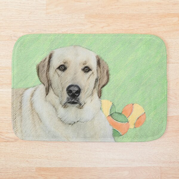 Labrador Retriever Yellow with Tennis Balls Bath Mat