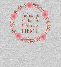 And though she be but little, she is fierce (Shakespeare, A Midsummer Night's Dream), wreathed. Inspirational Floral Typography with Coral Pink Text Kids Pullover Hoodie