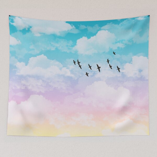 Item preview, Aesthetic Rainbow Clouds with Birds designed and sold by Julie Erin Designs.