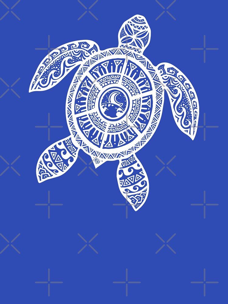 Thumbnail 7 of 7, Classic T-Shirt, White Tribal Hawaiian Tattoo Boho Sea Turtle designed and sold by jitterfly.