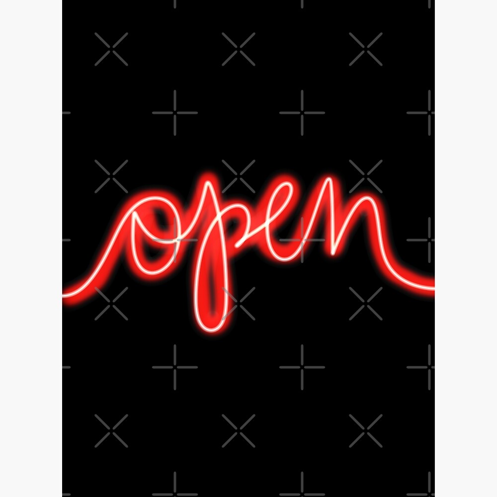 Open Red Neon Sign — Poster