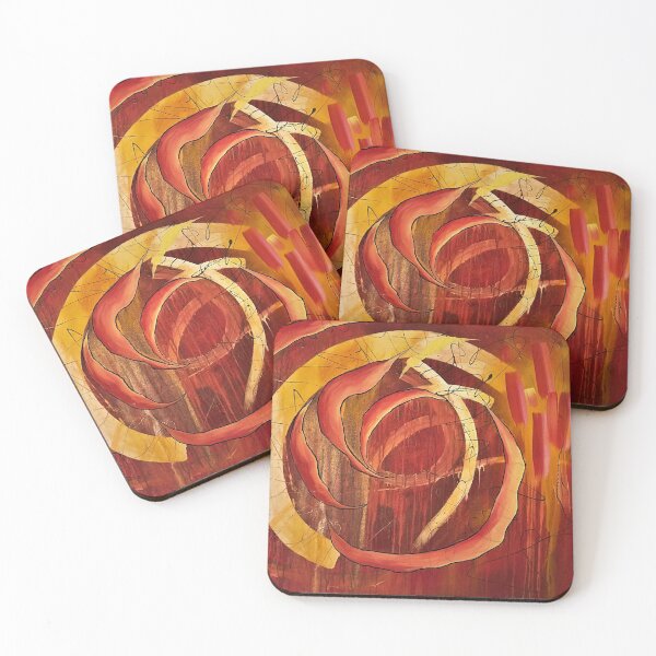 Item preview, "Hellfire Rose" - Red Abstract Floral Painting designed and sold by Caroline Conlon.