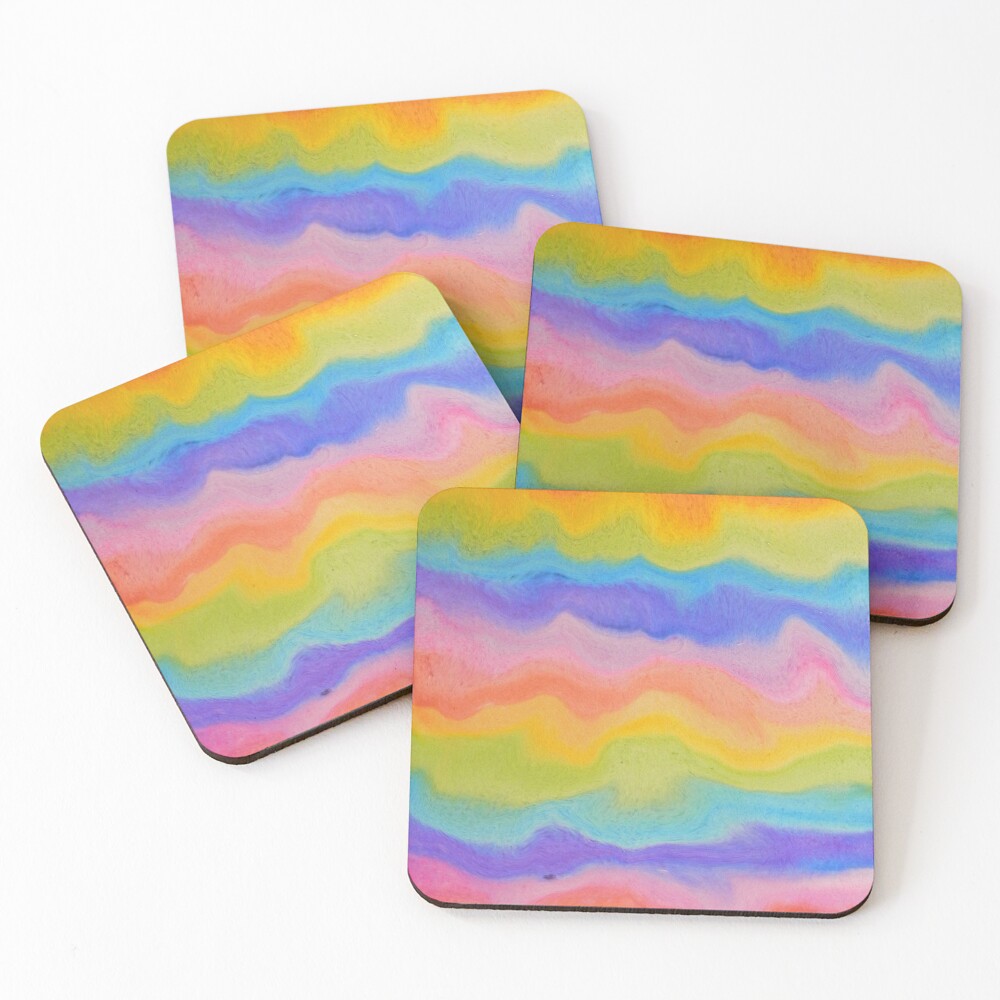 rainbow abstract, melt / rainbow paint splurge Coasters (Set of 4)