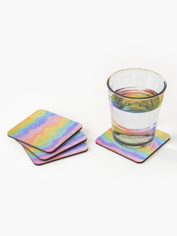 Alternate view of rainbow abstract, melt / rainbow paint splurge Coasters (Set of 4)