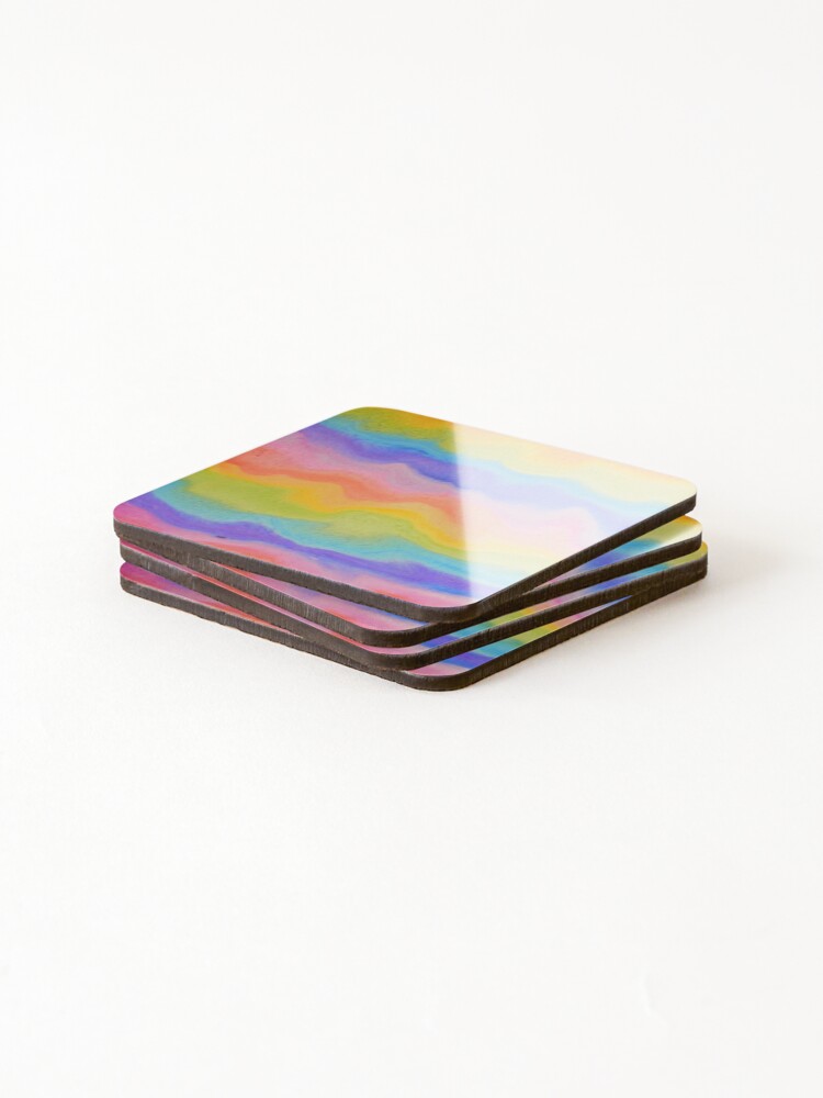 Alternate view of rainbow abstract, melt / rainbow paint splurge Coasters (Set of 4)