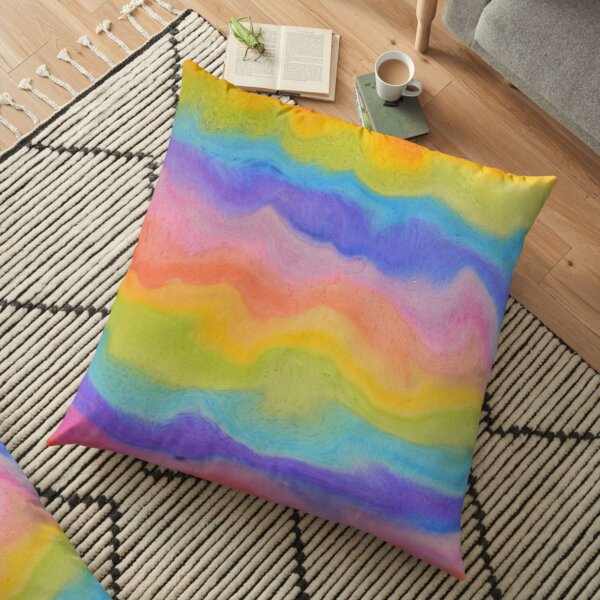 rainbow abstract, melt / rainbow paint splurge Floor Pillow
