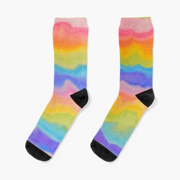 rainbow abstract art or rainbow melt / rainbow paint splurge Socks