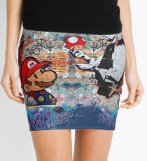 Banksy street art Graffiti London Cop Super Mario Funny Parody Mini Skirt