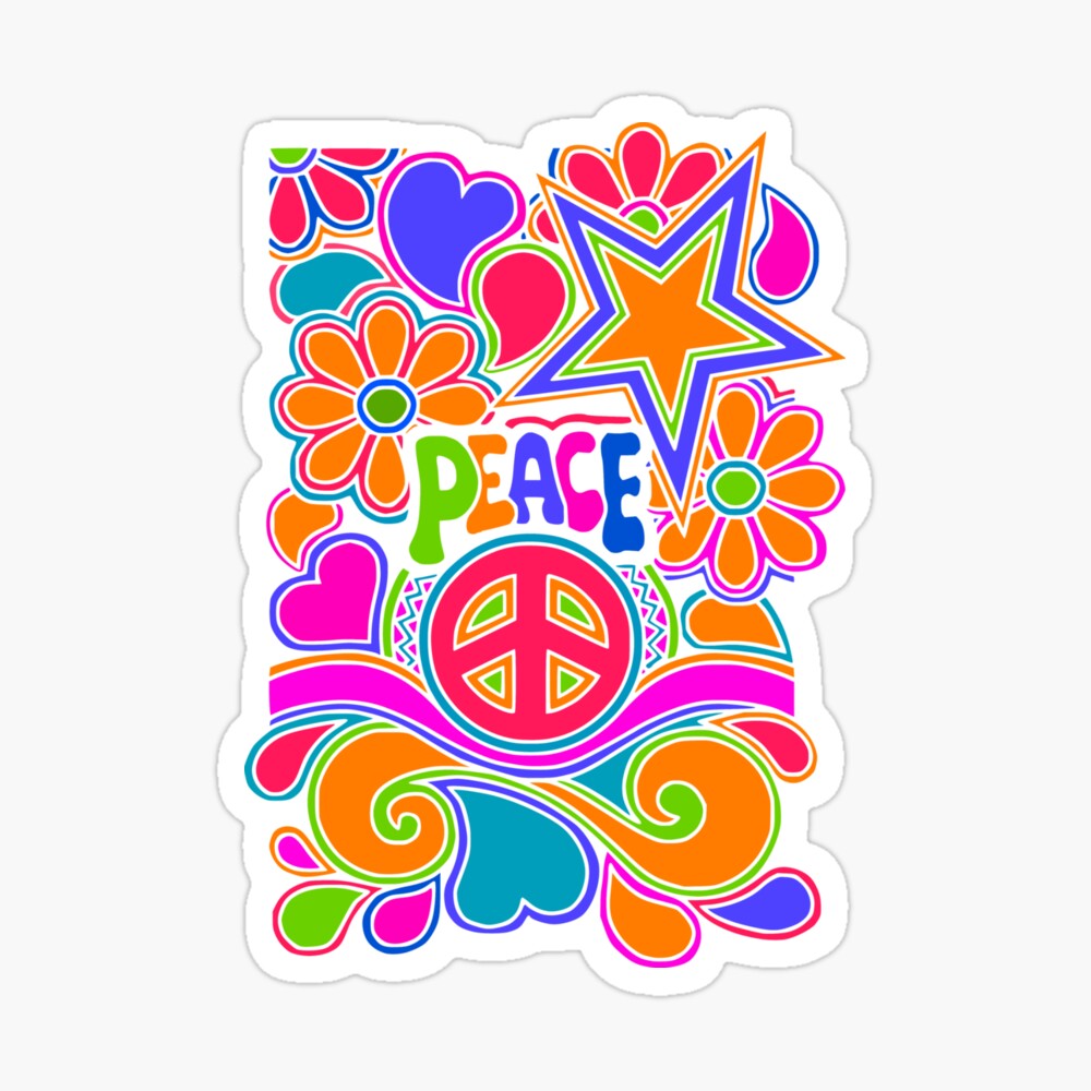 Flower Power Retro Style Hippy Flowers Art Board Print
