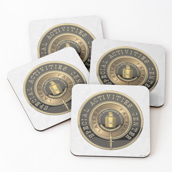 Item preview, CIA Special Activities Center - SAC Emblem over White Leather designed and sold by Serge Averbukh Art Studio.