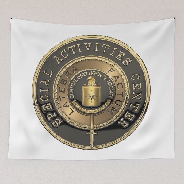 Item preview, CIA Special Activities Center - SAC Emblem over White Leather designed and sold by Serge Averbukh Art Studio.