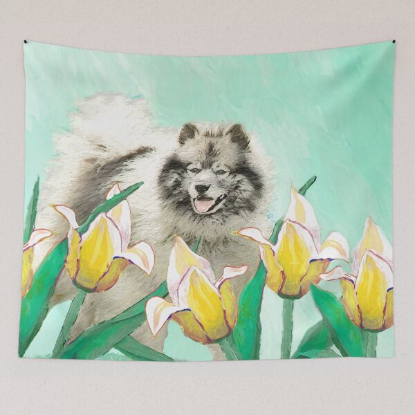 Item preview, Keeshond in Tulips designed and sold by alpendesigns.