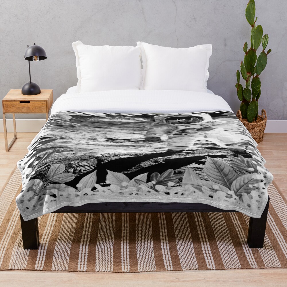 Abstract Astronaut On The Moon on a throw blanket