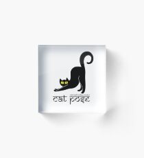 Cat Pose 2 - Cat Yoga (black text) Acrylic Block