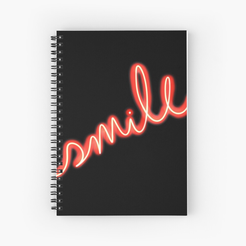 Smile Neon Sign: One Design, On Everything — Spiral Notebook