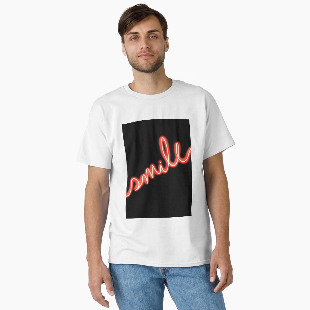 Smile Neon Sign: One Design, On Everything — Classic T-Shirt