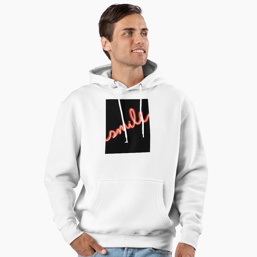 Smile Neon Sign: One Design, On Everything — Pullover Hoodie