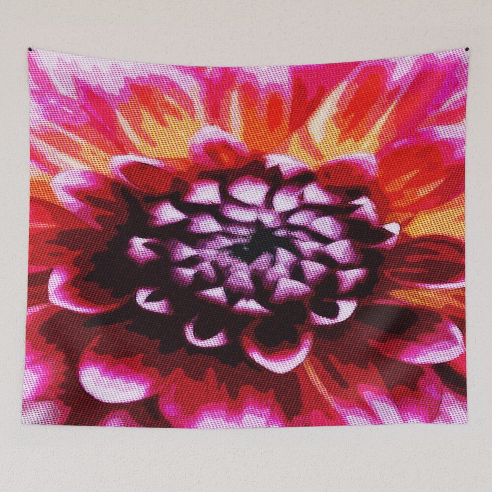 Comic Book Pop Art Pink Flower on a tapestry