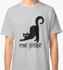 Cat Pose 2 - Cat Yoga (black text) Classic T-Shirt