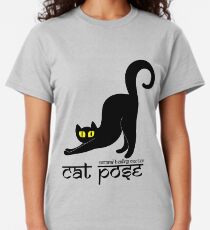 Cat Pose 2 - Cat Yoga (black text) Classic T-Shirt