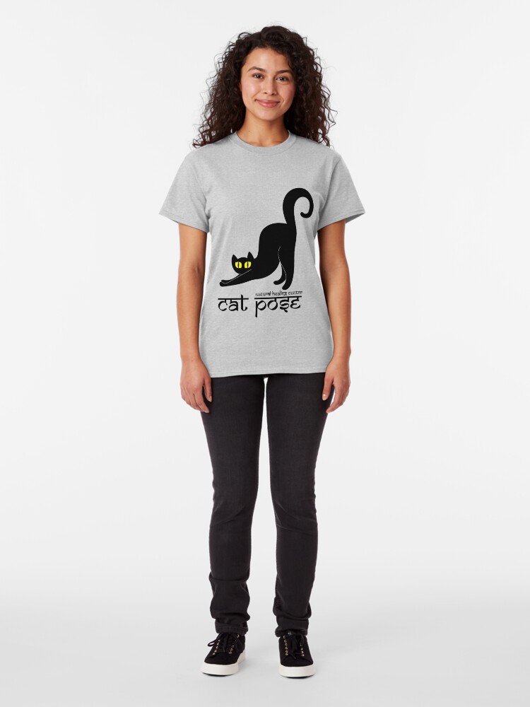 Alternate view of Cat Pose 2 - Cat Yoga (black text) Classic T-Shirt