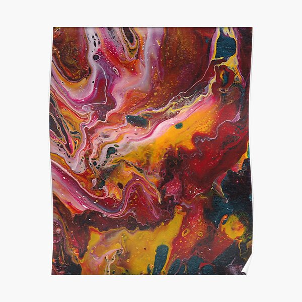 Primary Color Paint Pour Poster