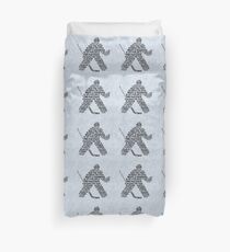 Typographic Hockey Goalie Goaltender Duvet Cover