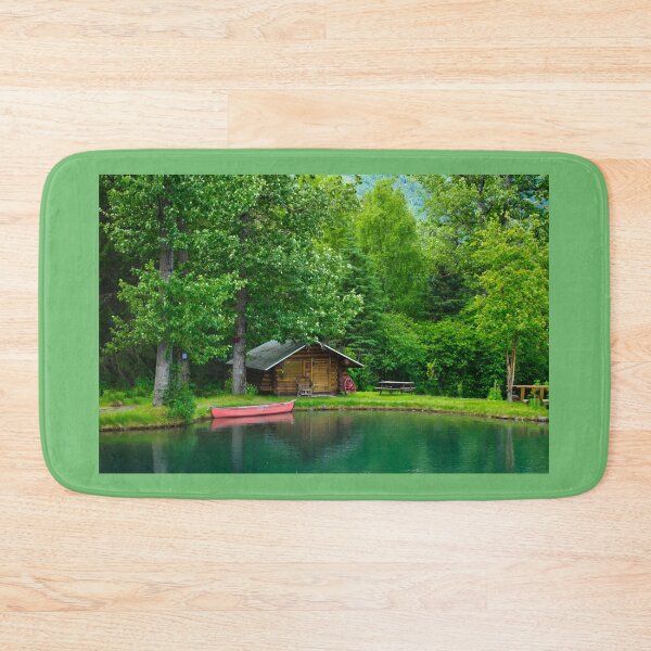 Item preview, Log cabin reflecting in the pond  designed and sold by raymona pooler.