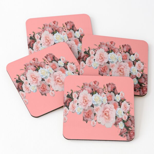 Item preview, PINK & WHITE ROSE'S ON CORAL COLORED ART designed and sold by sharlesart.