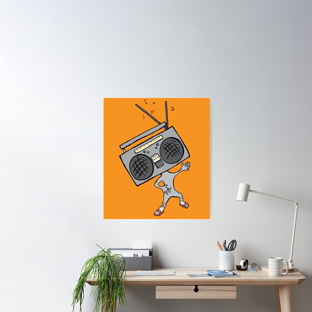 Super cool dancing boombox man in socks and sandals Poster