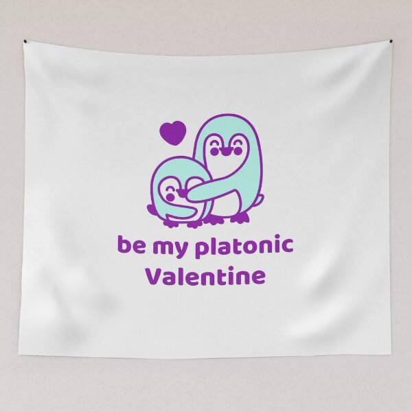 Item preview, Be My Platonic Valentine + Penguins (Purple/Aqua) designed and sold by JoyofFriendship.