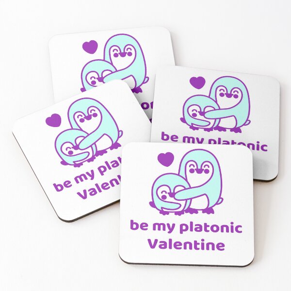 Item preview, Be My Platonic Valentine + Penguins (Purple/Aqua) designed and sold by JoyofFriendship.