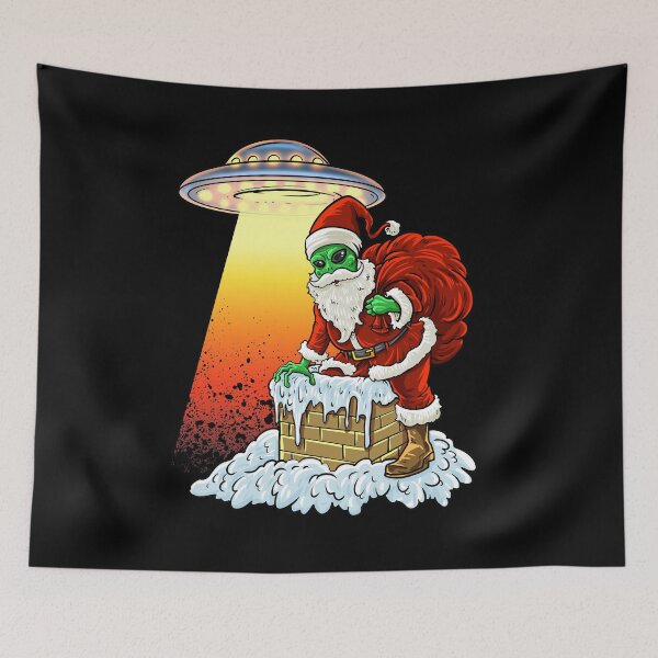Item preview, Alien Santa UFO Paranormal Funny Christmas Graphic designed and sold by Delightfully Cynical.