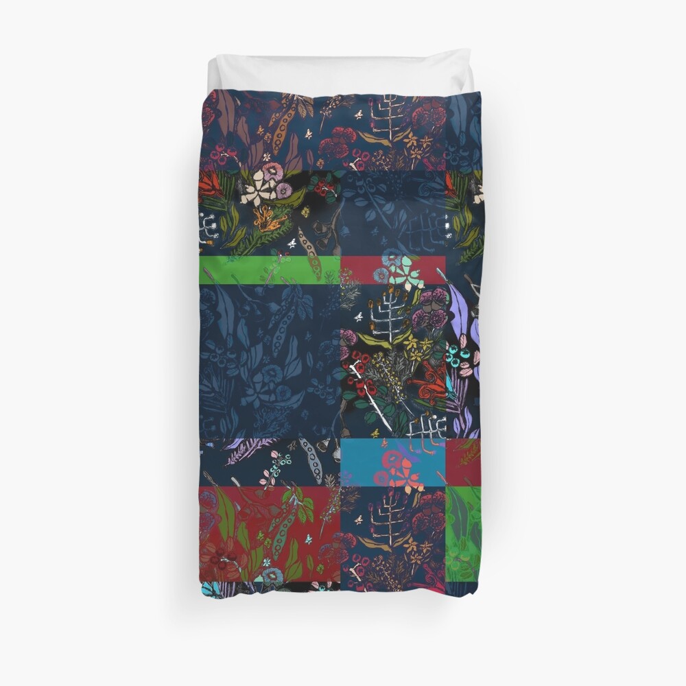 "Australian Native Flowers patchwork" Duvet Cover by philippahays