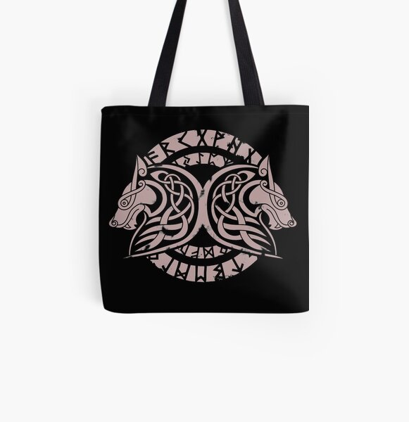 Gold Valknut Symbol Womens Tote Bags Canvas Shoulder Bag Casual Handbags