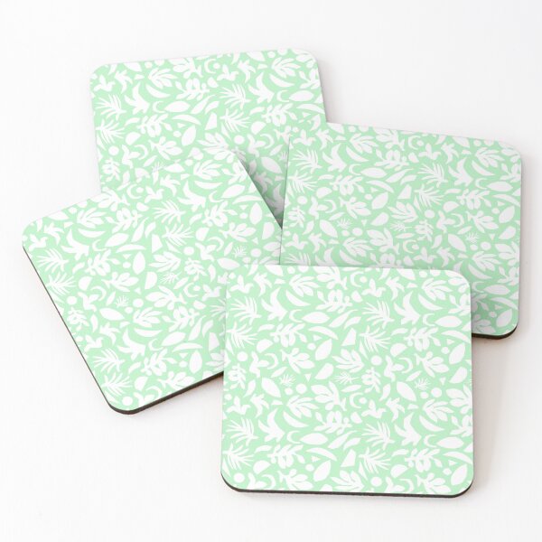 Item preview, Leaf Silhouettes White on Mint Green designed and sold by Sandra Hutter.