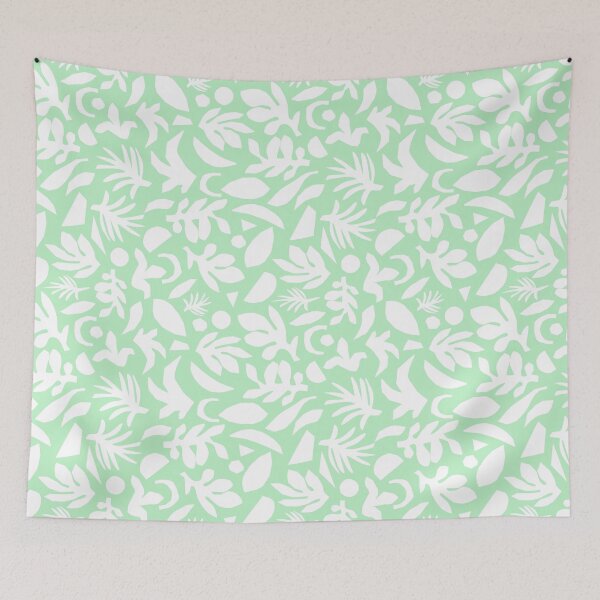Item preview, Leaf Silhouettes White on Mint Green designed and sold by Sandra Hutter.