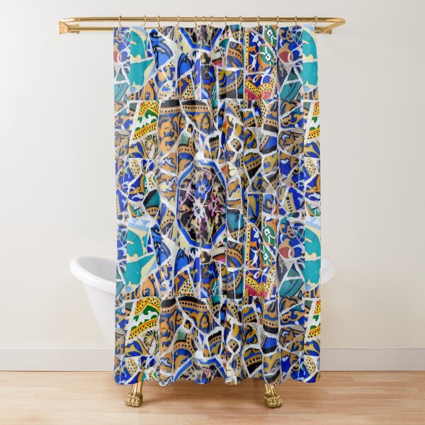 Park Güell detail of tiles Shower Curtain