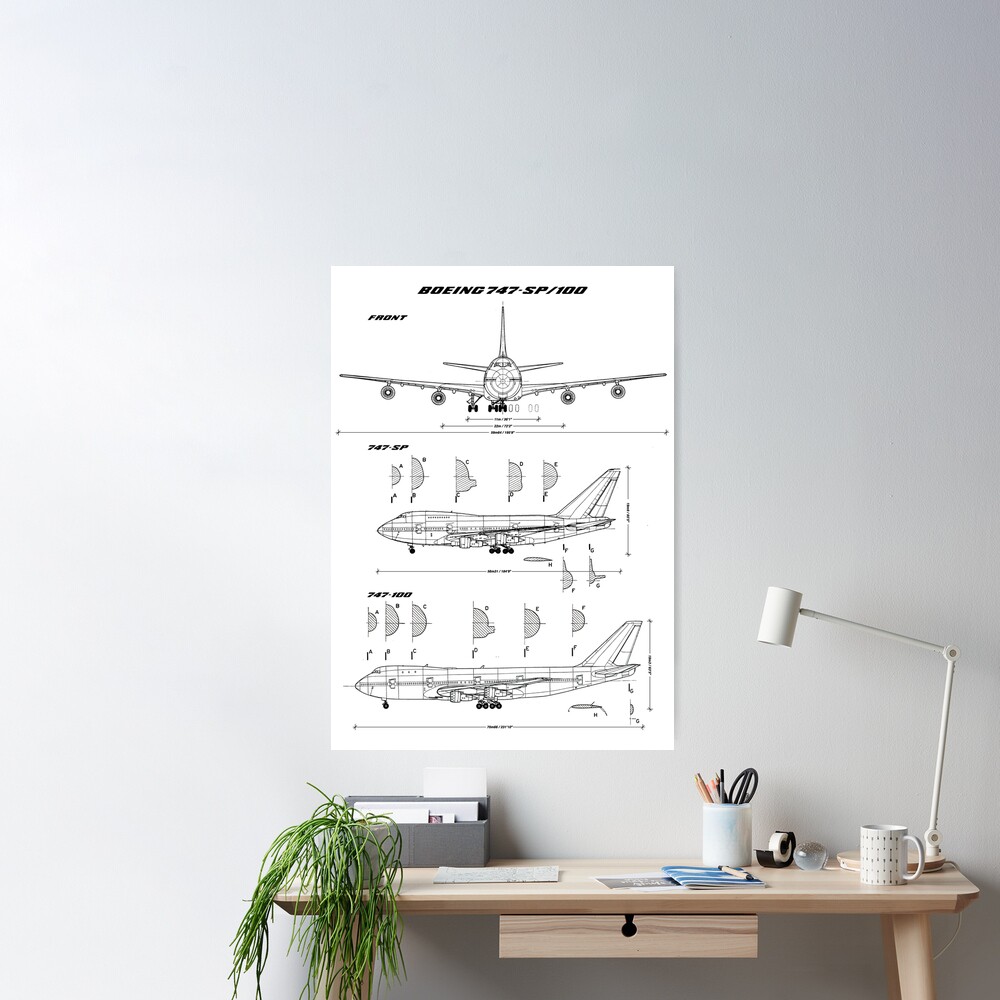 Boeing 747-SP and 747-100 Blueprint Poster