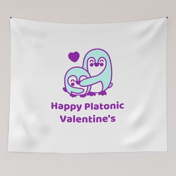Item preview, Happy Platonic Valentine's + Penguins (Purple/Aqua) designed and sold by JoyofFriendship.