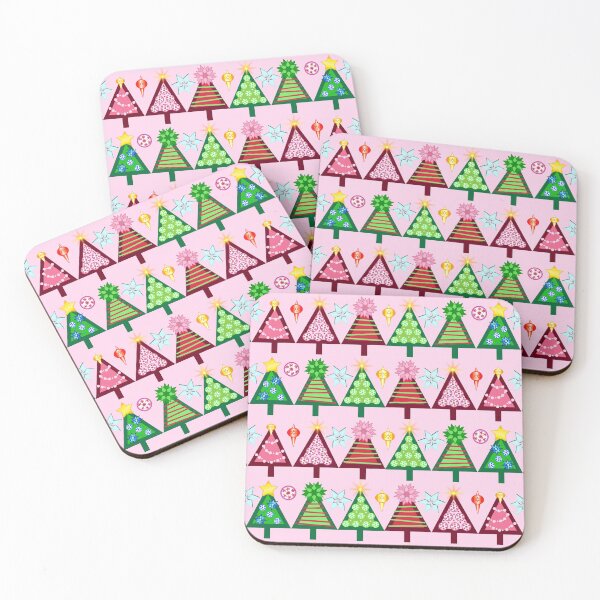 Item preview, Christmas Trees with Pink Background, Christmas and Holiday Fantasy Collection designed and sold by Sharon Schwalbe.