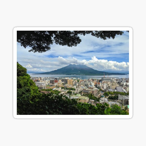 Sakurajima - Volcano seen from Kagoshima Sticker