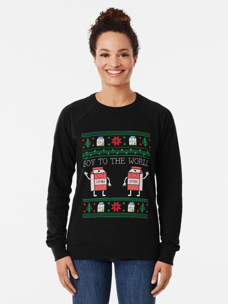 Thumbnail 2 von 5, Leichter Pullover, Hässliches Weihnachten der lustigen Weihnachtsveganen vegetarischen Sojamilch designt und verkauft von mrsmitful.