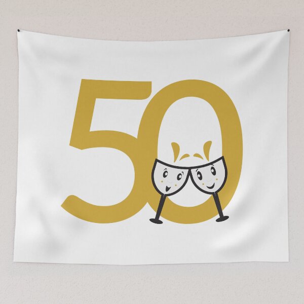 Item preview, 50th Birthday Large Numbers and Cute Wine Glasses designed and sold by sigdesign.